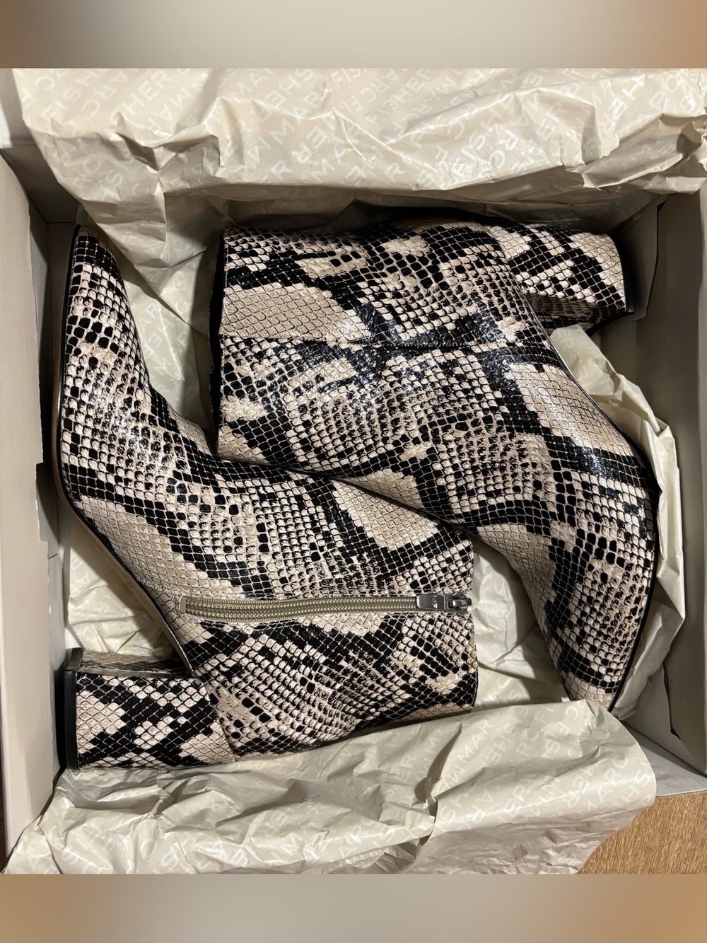 Marc Fisher Snake-Print Ankle Boots - Picture 3 of 7